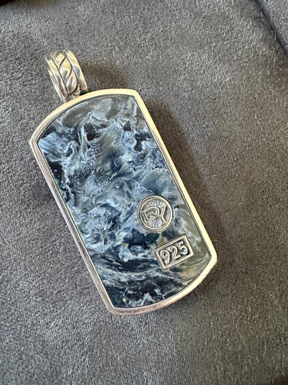 David Yurman Exotic Stone Dog Tag Pendant in Pietersite